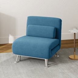 Homcom Folding 5 Position Convertible Sleeper Bedroom Chair Bed Blue - thumbnail 1