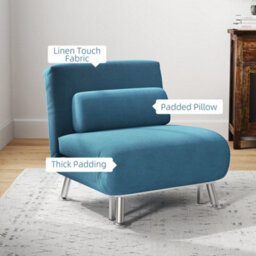 Homcom Folding 5 Position Convertible Sleeper Bedroom Chair Bed Blue - thumbnail 6