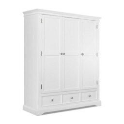 Statement Furniture Gainsborough White Three Door And Tree Drawer Wardrobe With Crystal Handles - thumbnail 1