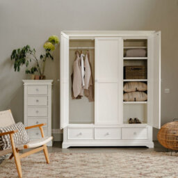 Statement Furniture Gainsborough White Three Door And Tree Drawer Wardrobe With Crystal Handles - thumbnail 3