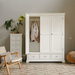 Statement Furniture Gainsborough White Three Door And Tree Drawer Wardrobe With Crystal Handles - thumbnail 2