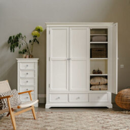 Statement Furniture Gainsborough White Three Door And Tree Drawer Wardrobe With Crystal Handles - thumbnail 4