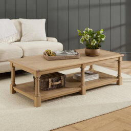 The Furniture Market Classic Whitewash Oak Large Rectangle Coffee Table