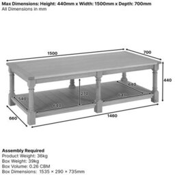 The Furniture Market Classic Whitewash Oak Large Rectangle Coffee Table - thumbnail 9