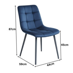 Kosy Koala Modern Dining Table With 4 Blue Velvet Tuffted Chairs Kitchen Furniture - thumbnail 5