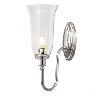 Ip44 Tall Flute Style Led Wall Light In Polished Nickel Finish