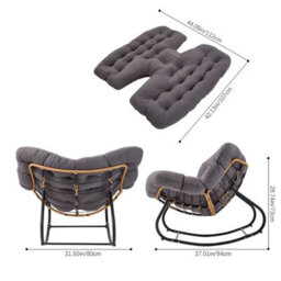 Grey Seat Cushion Small Size Chair Rocking Chair Reclining Chair Bird Nest Rattan Balcony Home Leisure Lazy Sofa - thumbnail 2