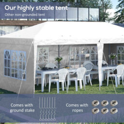 Outsunny 3 X 6M Heavy Duty Gazebo Marquee Party Tent With Storage Bag White - thumbnail 5