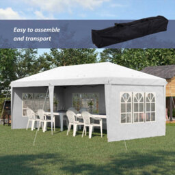 Outsunny 3 X 6M Heavy Duty Gazebo Marquee Party Tent With Storage Bag White - thumbnail 4