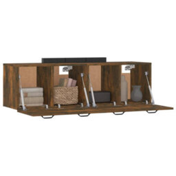 Berkfield Wall Cabinets 2 Pcs Smoked Oak 80X35X36.5 Cm Engineered Wood - thumbnail 4