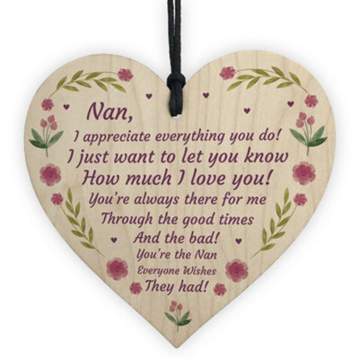 Red Ocean Mothers Day Gift Lockdown Gift For Nan Wooden Heart Thank You Gift For Her - image 1