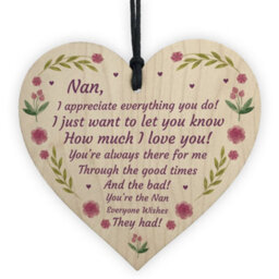 Red Ocean Mothers Day Gift Lockdown Gift For Nan Wooden Heart Thank You Gift For Her - thumbnail 1