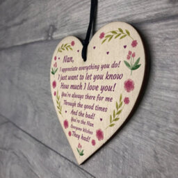 Red Ocean Mothers Day Gift Lockdown Gift For Nan Wooden Heart Thank You Gift For Her - thumbnail 7