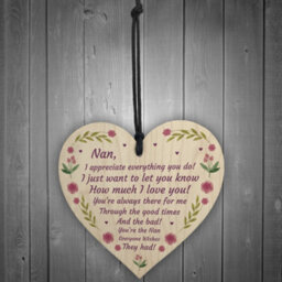 Red Ocean Mothers Day Gift Lockdown Gift For Nan Wooden Heart Thank You Gift For Her - thumbnail 2