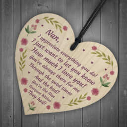 Red Ocean Mothers Day Gift Lockdown Gift For Nan Wooden Heart Thank You Gift For Her - thumbnail 6