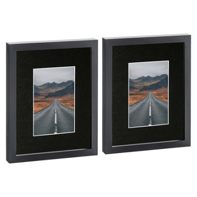 "Nicola Spring Photo Frames With 4"" X 6"" Mount - 8"" X 10"" - Black/black - Pack Of 2" - image 1