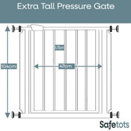 Safetots Extra Tall Metal Safety Gate Pressure Fit, 75Cm - 82.6Cm, Slate Grey, 104Cm In Height, Extra Tall Baby Gate - thumbnail 3