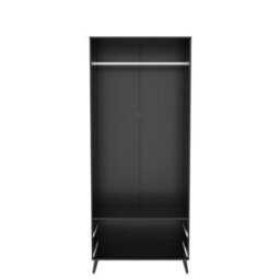Urbn-Living Urbnliving 180Cm Height Black Wardrobe With 2 Door 2 Drawer Modern Bedroom Clothes Storage Hanging Rail - thumbnail 7