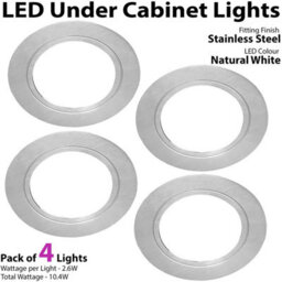 Brushed Nickel Round Flush Led Under Cabinet Lighting Kit With Natural White Light - thumbnail 3