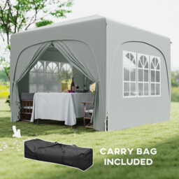 Outsunny 3 X 3(M) Upf50+ Pop Up Gazebo With Sides And Carry Bag, Light Grey - thumbnail 7