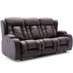 More4Homes Caesar Manual High Back Luxury Bond Grade Leather Recliner 3 Seater Sofa (Brown) - thumbnail 2