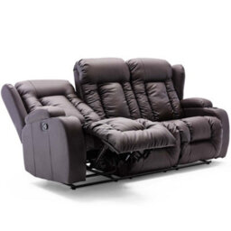 More4Homes Caesar Manual High Back Luxury Bond Grade Leather Recliner 3 Seater Sofa (Brown) - thumbnail 3
