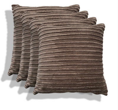 Beautiful Beanbags Set Of 4 Jumbo Cord Scatter Cushions Complete With Cushion Pads Furniture Cushions With Inserts 4 Plush Cord Cushions - Brown - image 1