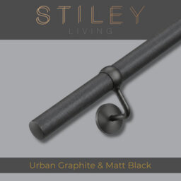Stiley Living Urban Graphite/matt Black Stair Handrail Kit 3.6M, Wall Mounted Banister Rail, 10Yr Guarantee - thumbnail 1
