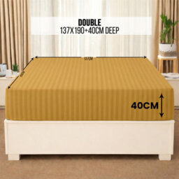 Aspire Homeware Ochre Stripe Fitted Sheet 40Cm Extra Deep-100%microfiber Fitted Bed Sheets Double, (L)190Cmx(W)137Cm - thumbnail 6