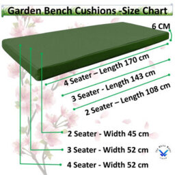 TheWhiteWater Limited Garden Bench Cushion - Patio Pub Furniture Bench Seat Pad - Weather & Waterproof Fabric - 3 Seater - Bottle Green - thumbnail 4
