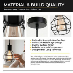 Rustic Red Industrial Wire Cage Pendant Light Perfect For Living Room, Kitchen, Bedroom & Café - thumbnail 4