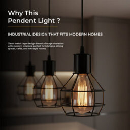 Rustic Red Industrial Wire Cage Pendant Light Perfect For Living Room, Kitchen, Bedroom & Café - thumbnail 3