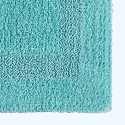 Homescapes Luxury Reversible Cotton Pedestal Mat - Aqua - thumbnail 2