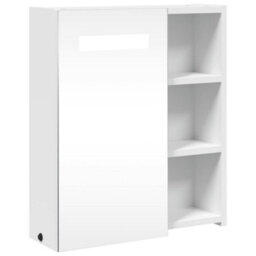 Berkfield Bathroom Mirror Cabinet With Led Light White 45X13X52 Cm - thumbnail 2