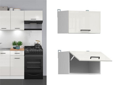 Impact Furniture Kitchen Wall Unit 500mm Extractor Fan Housing Cabinet White Chalk Gloss Half Height Narrow Storage Junona - image 1