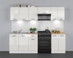 Impact Furniture Kitchen Wall Unit 500mm Extractor Fan Housing Cabinet White Chalk Gloss Half Height Narrow Storage Junona - thumbnail 6