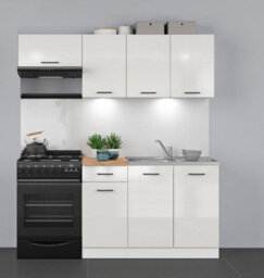 Impact Furniture Kitchen Wall Unit 500mm Extractor Fan Housing Cabinet White Chalk Gloss Half Height Narrow Storage Junona - thumbnail 2