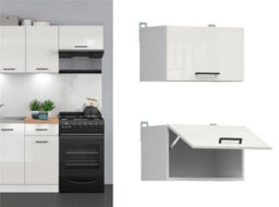 Impact Furniture Kitchen Wall Unit 500mm Extractor Fan Housing Cabinet White Chalk Gloss Half Height Narrow Storage Junona - thumbnail 1