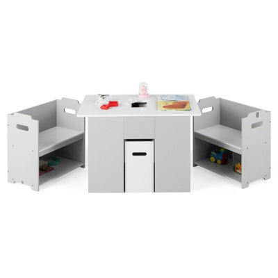 Costway 4-In-1 Kids Table & Chair Set Wooden Toddler Activity Furniture With Storage Box - image 1