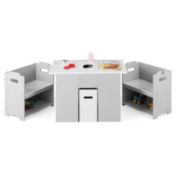 Costway 4-In-1 Kids Table & Chair Set Wooden Toddler Activity Furniture With Storage Box