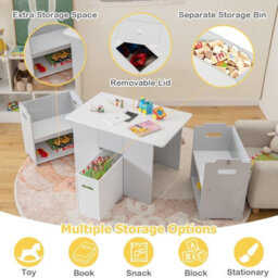 Costway 4-In-1 Kids Table & Chair Set Wooden Toddler Activity Furniture With Storage Box - thumbnail 5