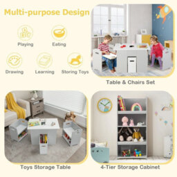 Costway 4-In-1 Kids Table & Chair Set Wooden Toddler Activity Furniture With Storage Box - thumbnail 7