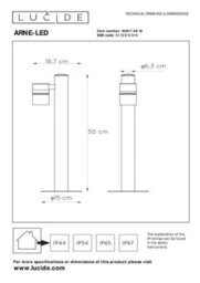 Lucide Arne-Led Modern Bollard Light Outdoor 6,3Cm - Led - Gu10 - 1X5W 2700K - Ip44 - Satin Chrome - thumbnail 5