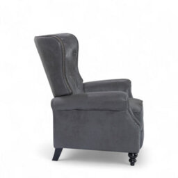 Faux Leather Suede Grey Buttoned Wingback Recliner Chair - thumbnail 7
