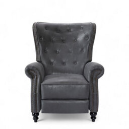 Faux Leather Suede Grey Buttoned Wingback Recliner Chair - thumbnail 5