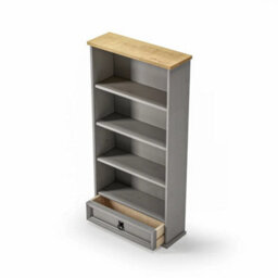 Mews Corona Grey Dvd 1 Drawer Bookcase Cd Rack Mexican Solid Pine - thumbnail 3