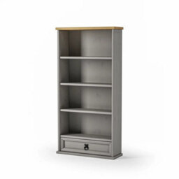 Mews Corona Grey Dvd 1 Drawer Bookcase Cd Rack Mexican Solid Pine - thumbnail 4