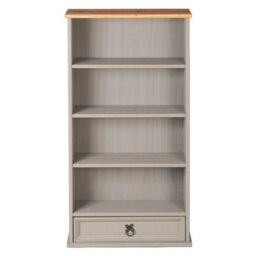Mews Corona Grey Dvd 1 Drawer Bookcase Cd Rack Mexican Solid Pine