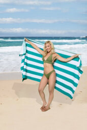 Gc Gaveno Cavailia 1Pk Beach Towel Cabana Stripe Sand Free 100X200 Teal - thumbnail 2