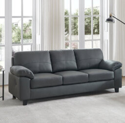 SC FURNITURE LIMITED Dark Grey Leather 3 Seater Sofa  Boston